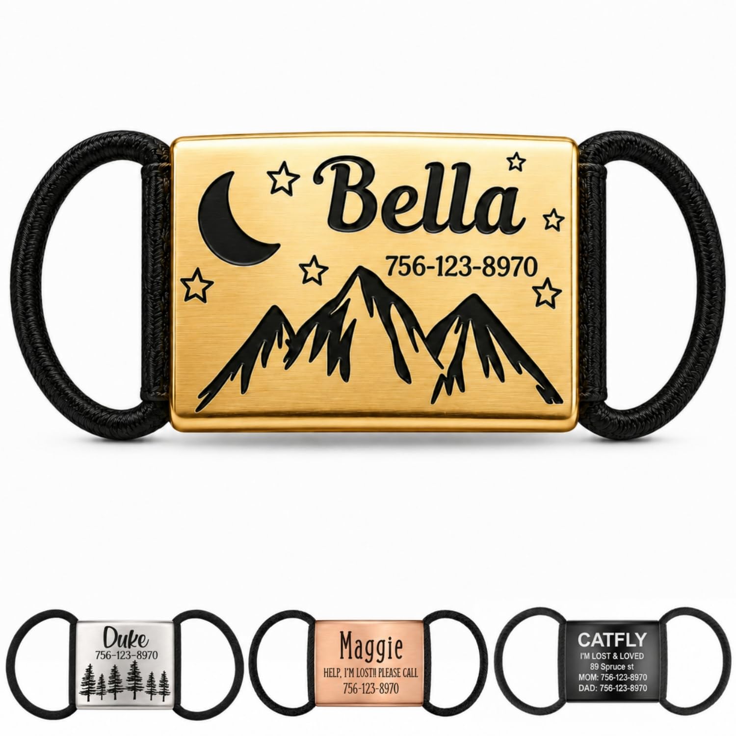 Personalised Slide Pet ID Tag for Dogs Cats Deep Engraved in UK Pet Collar Name Plate 316 Stainless Steel Silent Pet ID Tags Name Phone Number Slide On Collar for Dogs Cats Horses Sheep S M L