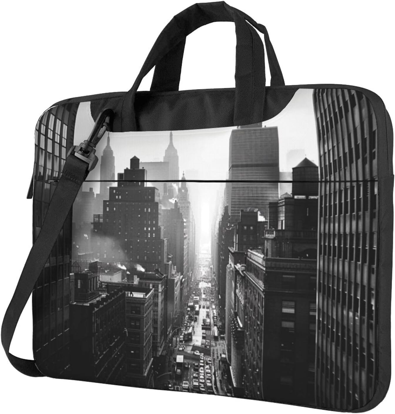 New York Printed Laptop Tote Bag Travel Business Computer Bag Work Bag for Men Women Black White