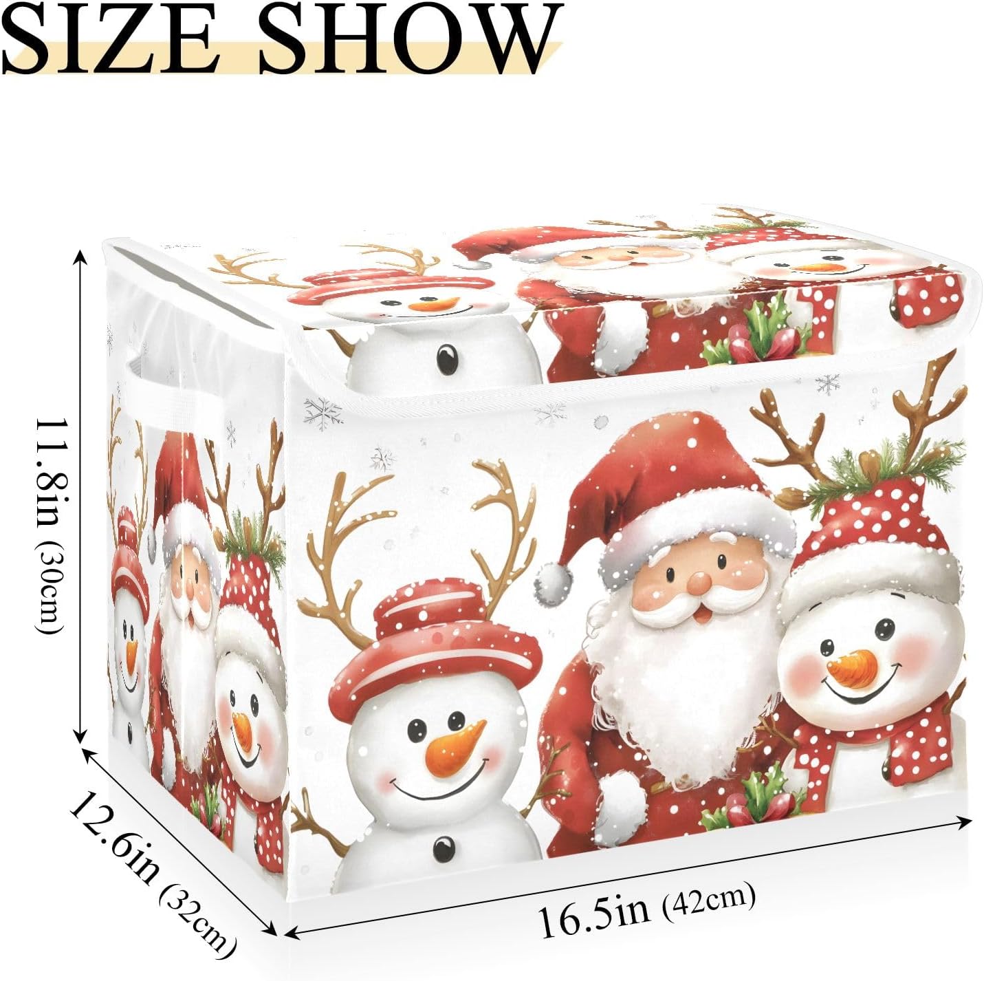 Storage Bins with Lids and Handles,Christmas Snowman Storage Box Storage Basket with Cover Collapsible Organizer Containers for Home Closet, Shelves