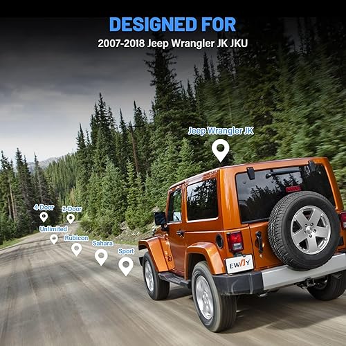Miniatura 9 de EWAY Classic 3.0 - Cámara de respaldo ajustable para Jeep Wrangler JK JKU Rubicon Sahara Sport Unlimited 2007-2018, carcasa de metal resistente,