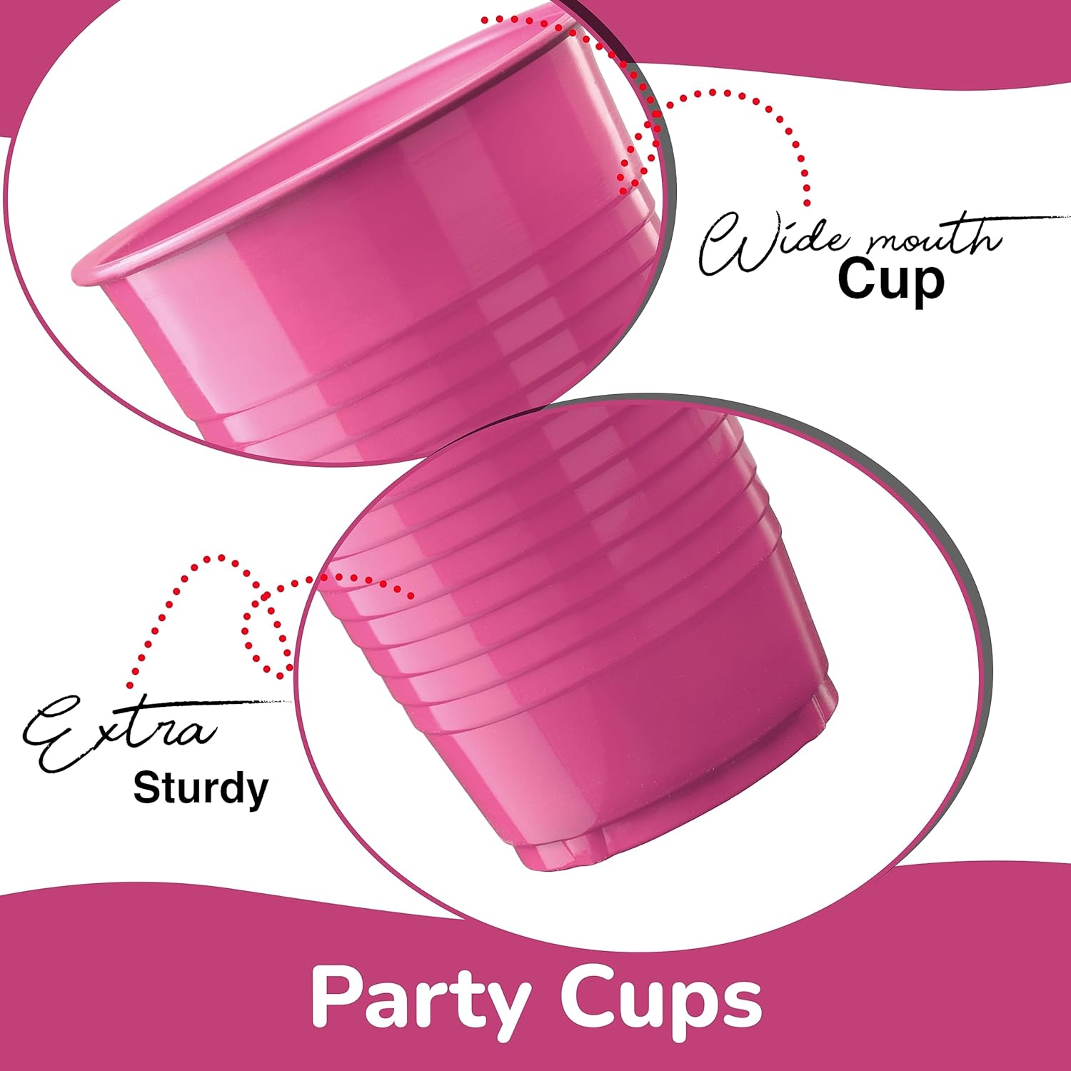 Party Solids Cerise Plastic Cups - 12 oz, Pack Of 600