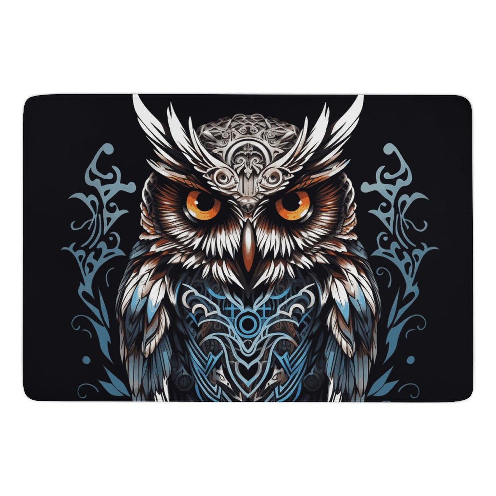 Tapis de bain motif hibou lavable en velours corail doux
