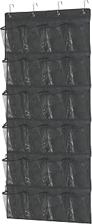 Simple Houseware 24 Pockets Large Clear Over Door Shoe Organizer, Dark Gray
