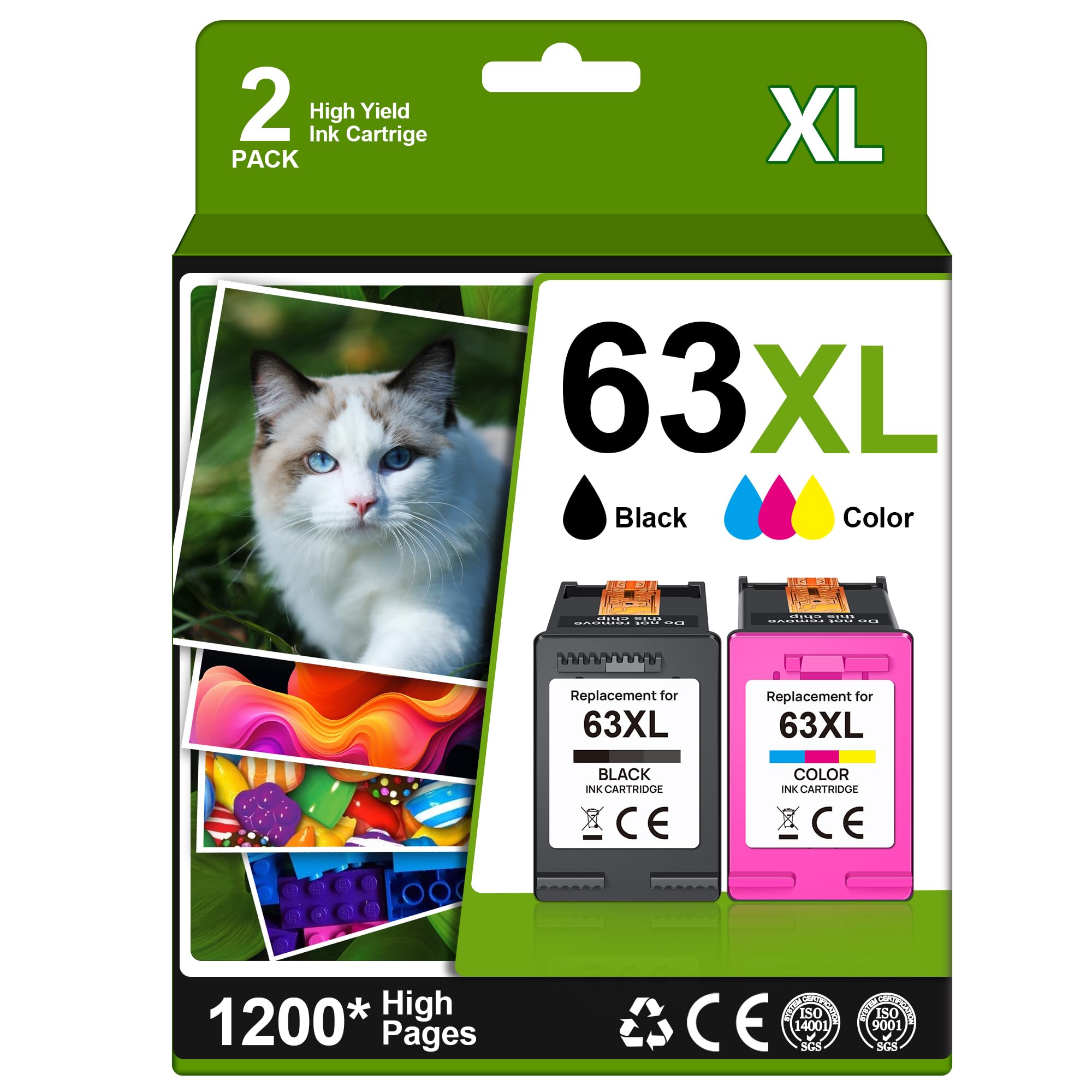 Amazon.com: 63XL Ink Cartridges Black and Color (2-Pack