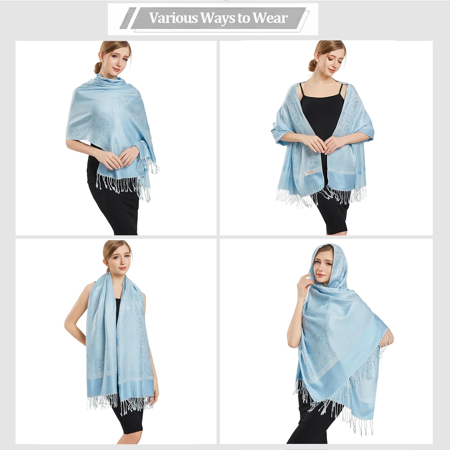 vimate Silky Paisley Pashmina Shawl Scarf-Women's Soft Double-side Jacquard Pashminas Wrap for Evening Dress Travel Shawl - Image 4