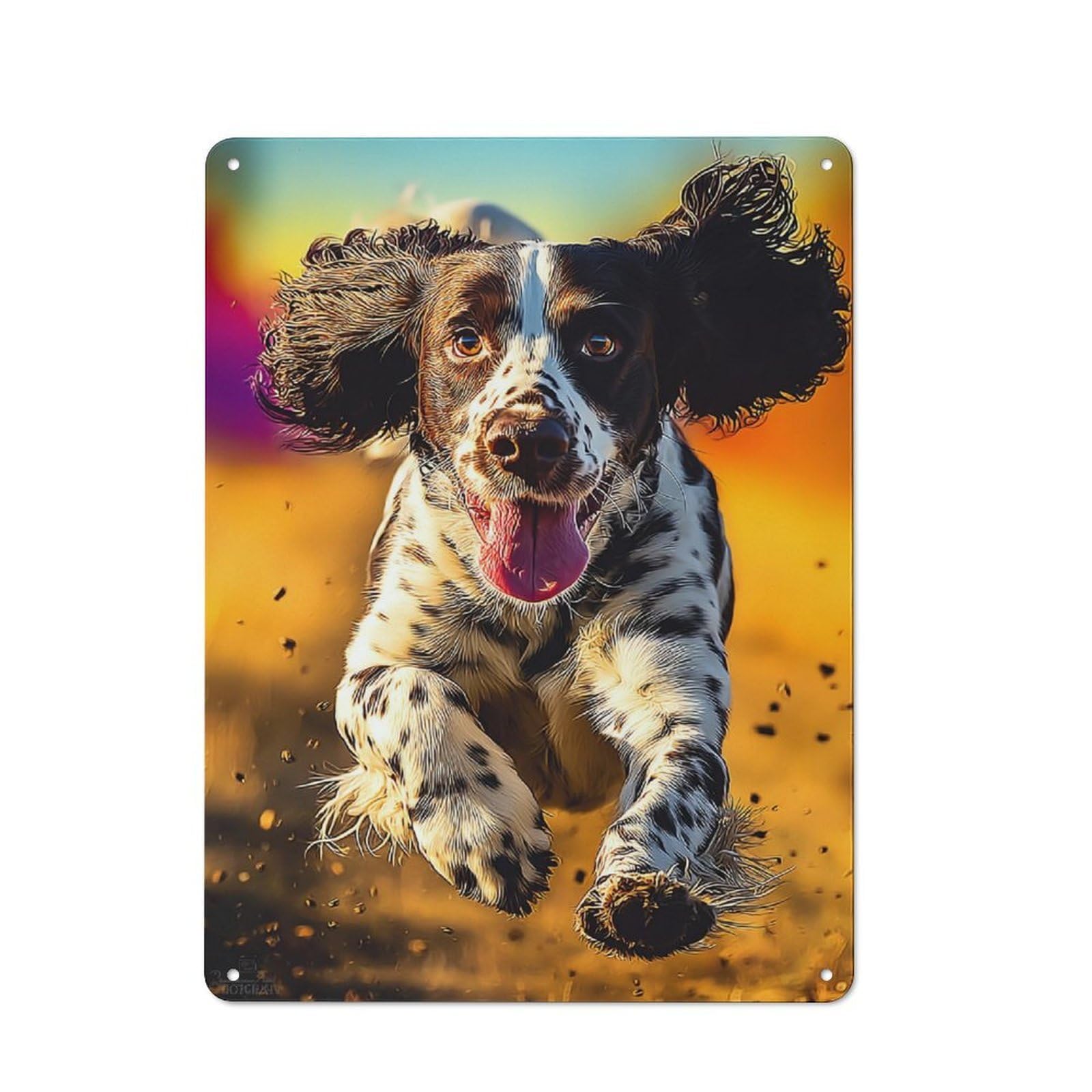 Junmoney Springer Spaniel In Motion Metal Wall Sign 40X30cm Featuring For Bar Or Restaurant, For Themed Interiors In Bars And Restaurants