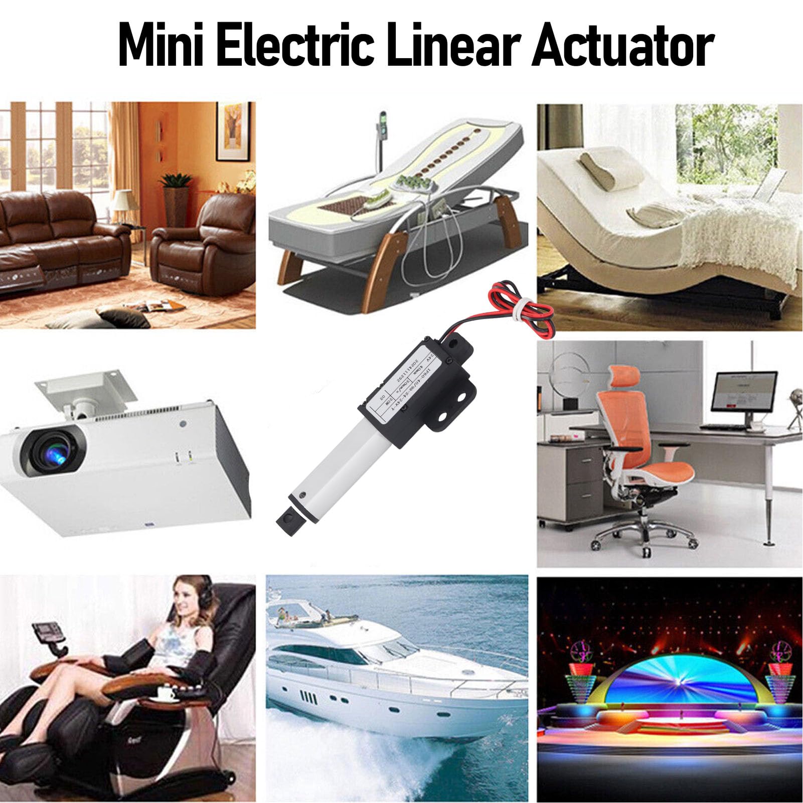 Elektrischer Mini-Linearaktuator, 24 V DC, 50 Mm Hub, 20 N Schub, 30 Mm/s Geschwindigkeit, Linearer Bewegungsaktuator, Mini-Linearaktuator mit Flügel für Lüfterflügel, Schränke