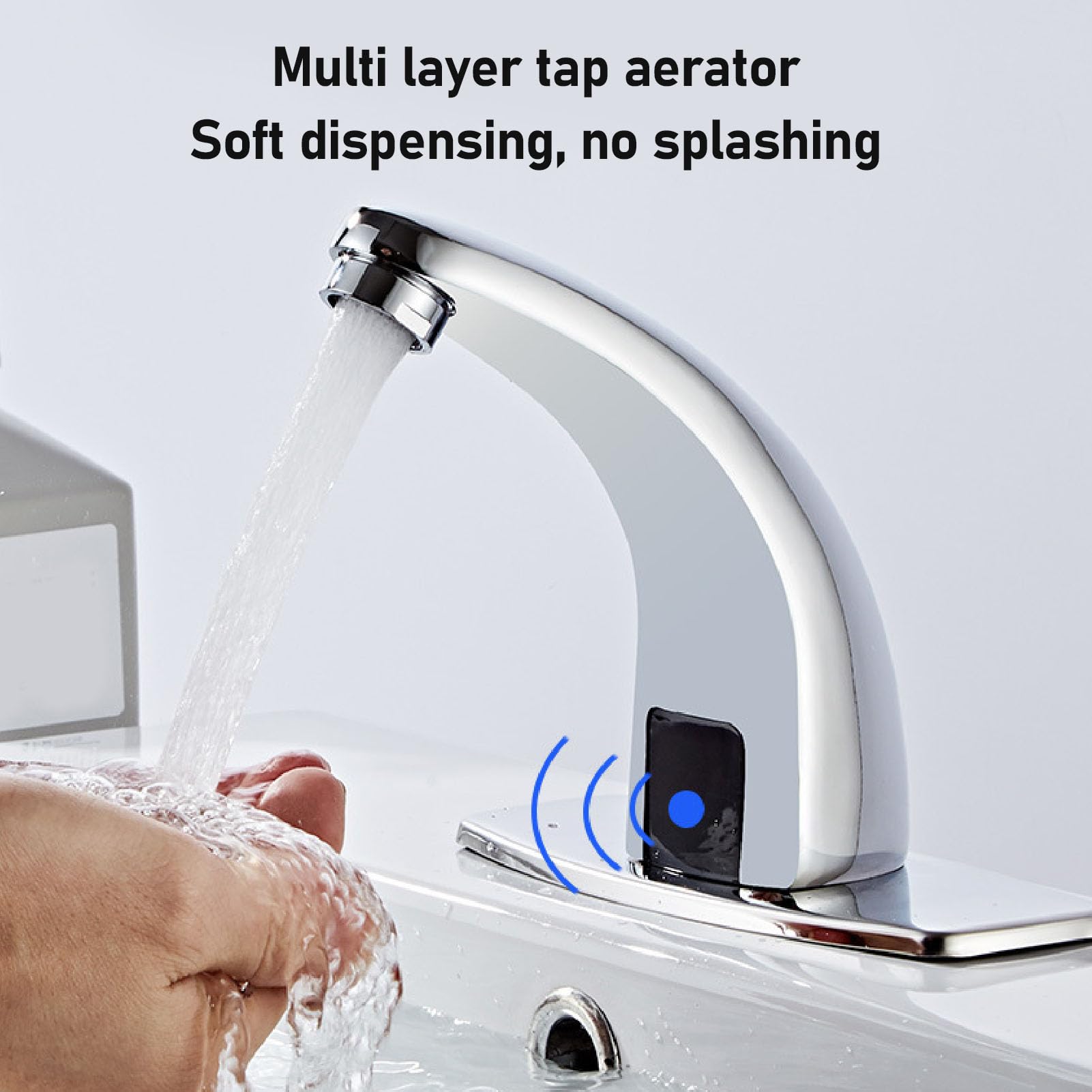 Marhynchus Grifo con Sensor, Sensor de Movimiento Manos Libres sin, Grifo para Lavabo de Baño con Detección Infrarroja, Distancia de Detección de 15-20cm