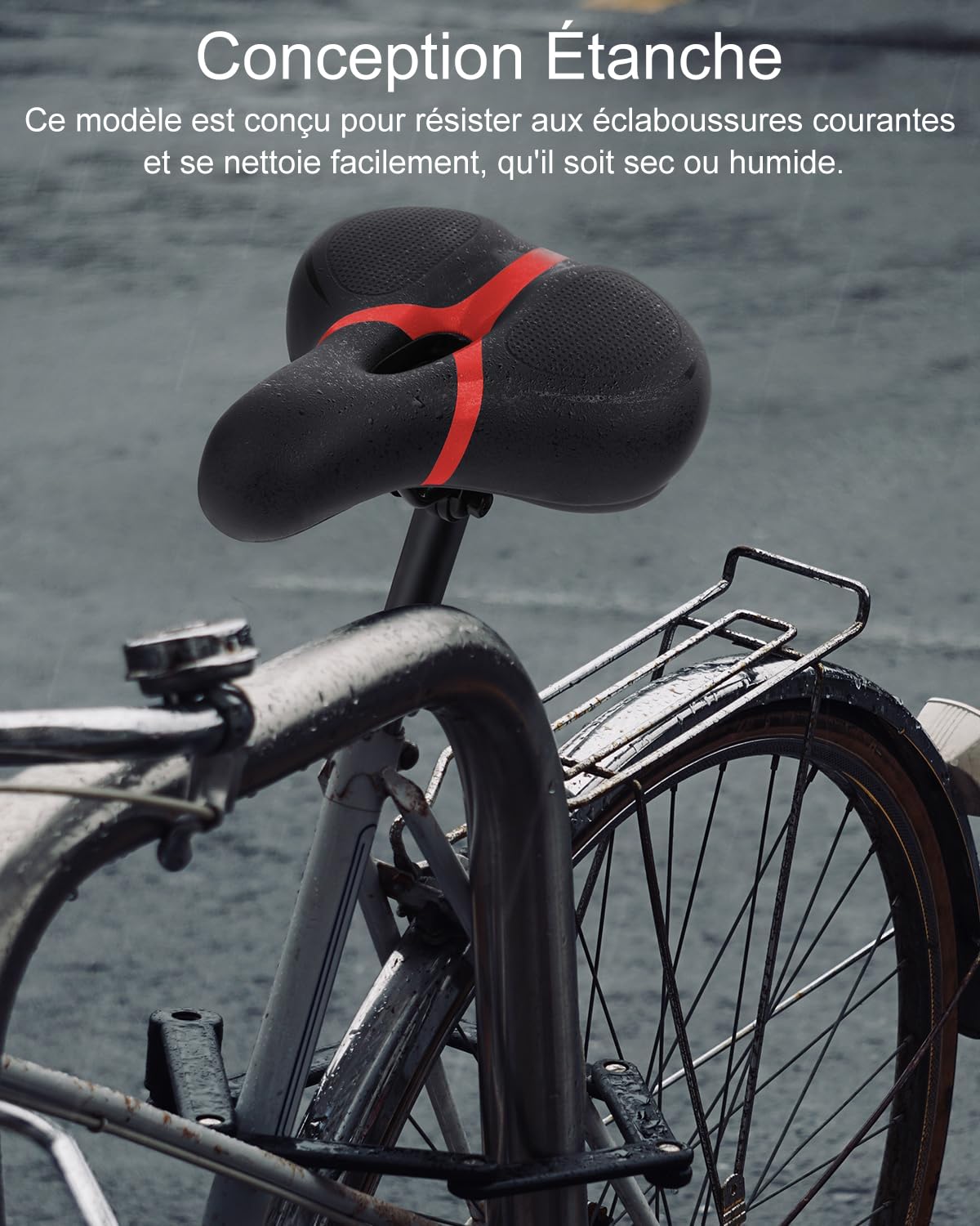 Rarapop Selle de vélo de rechange pour homme et femme - Confortable - Large selle de vélo rembourrée en mousse à mémoire de forme - Coussin souple compatible avec Peloton, VTT, vélos de ville, vélos
