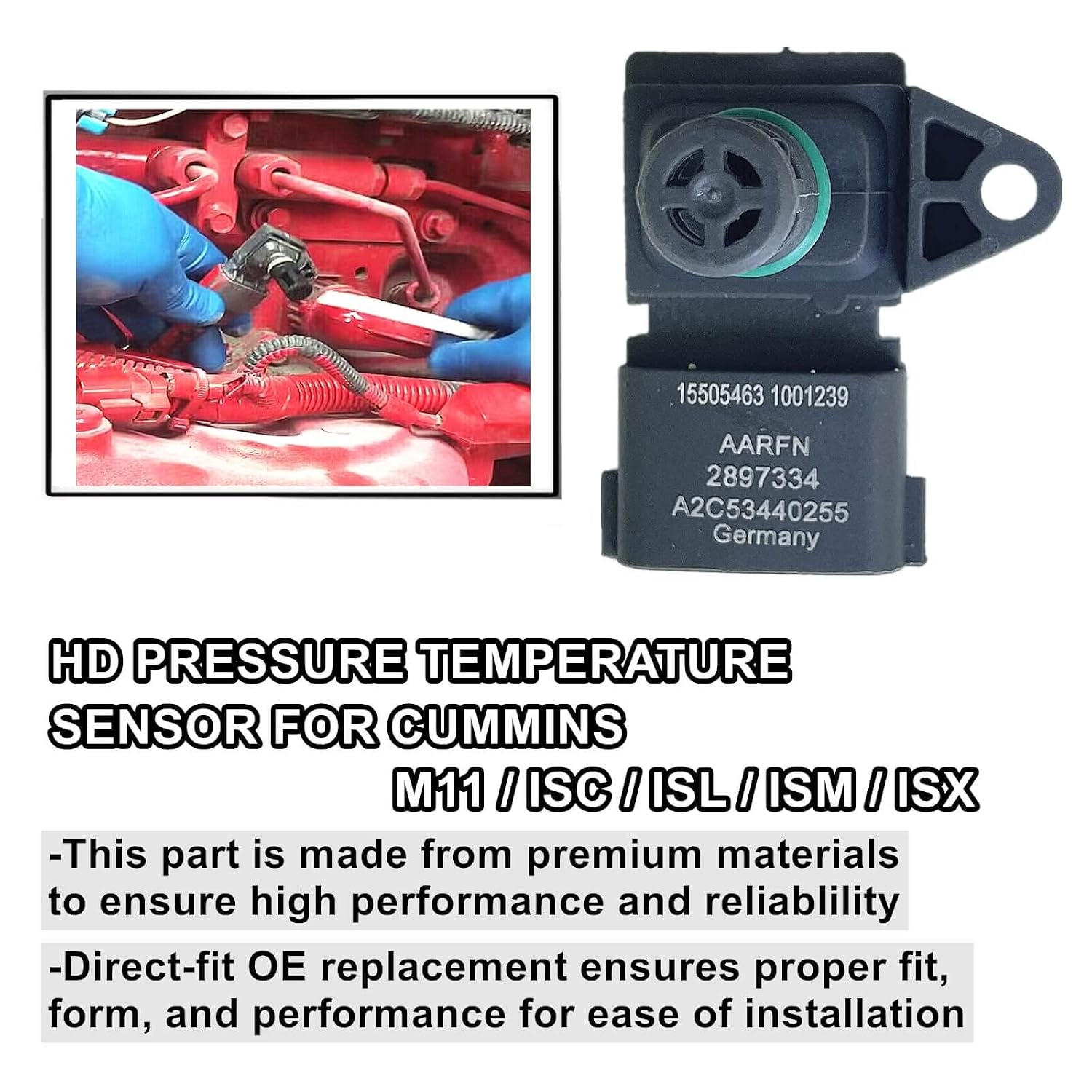 2897334 Intake Manifold Pressure Temperature Sensor for Cummins Engine M11 ISC ISL ISM ISX ISB 4921324 2872784 RP32270001