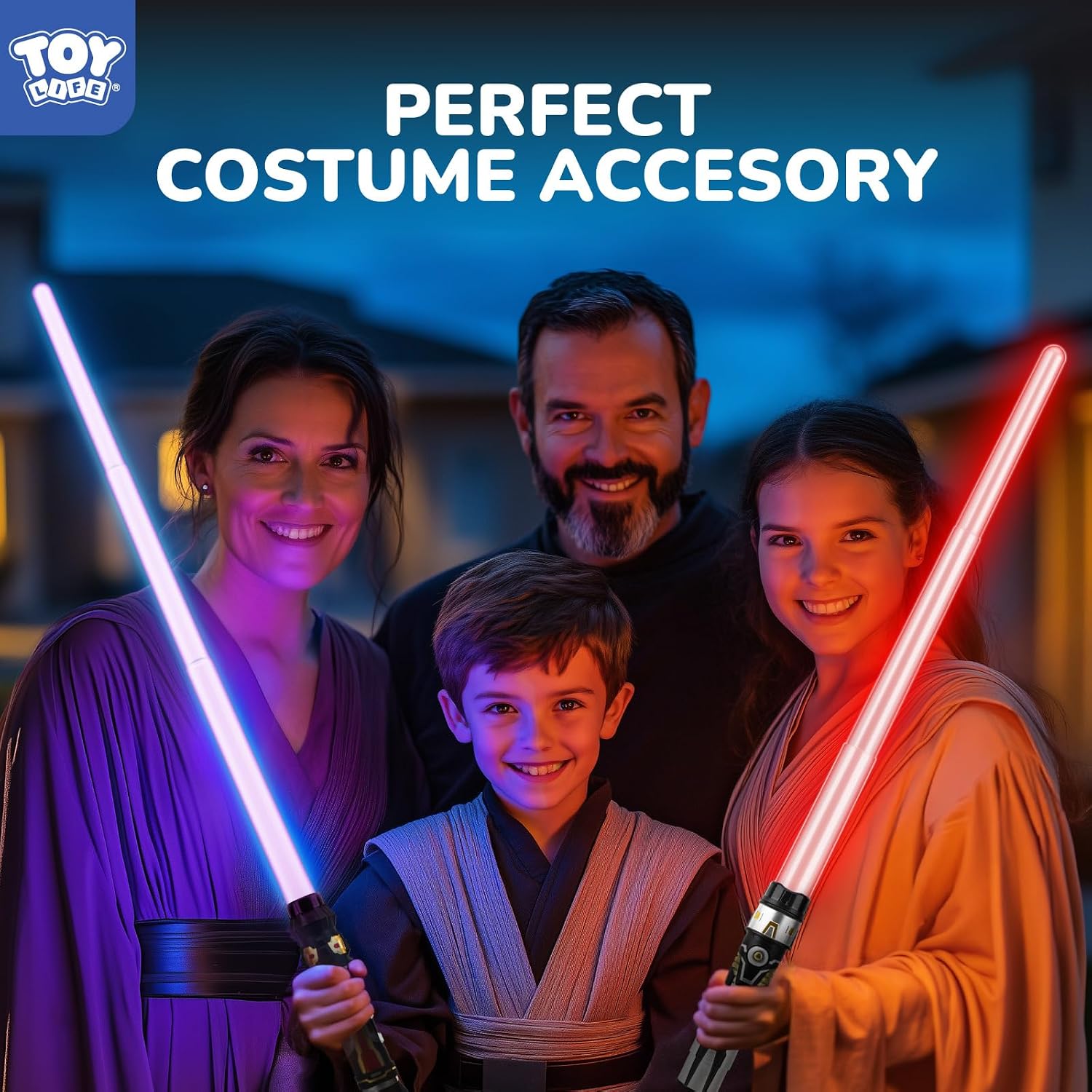 TOY Life Light up Saber 2 Pack Light up Saber for Kids Extendable Light Up Toy Sword for Kids with Motion Sensitive FX Sound Dark Sword for Halloween Dress Up Parties Gifts