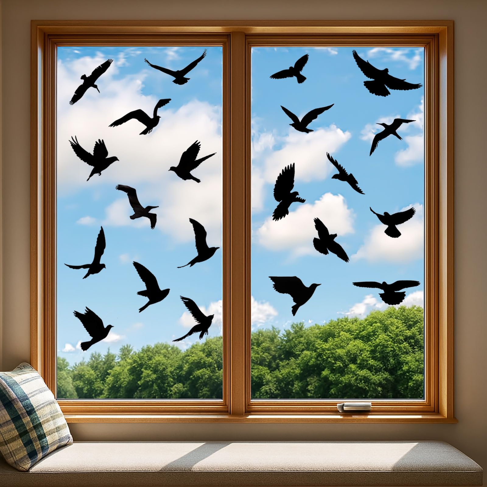 Lot de 37 autocollants de protection contre les oiseaux - En PVC - Réutilisables - Statiques et autocollants contre les chocs d'oiseaux