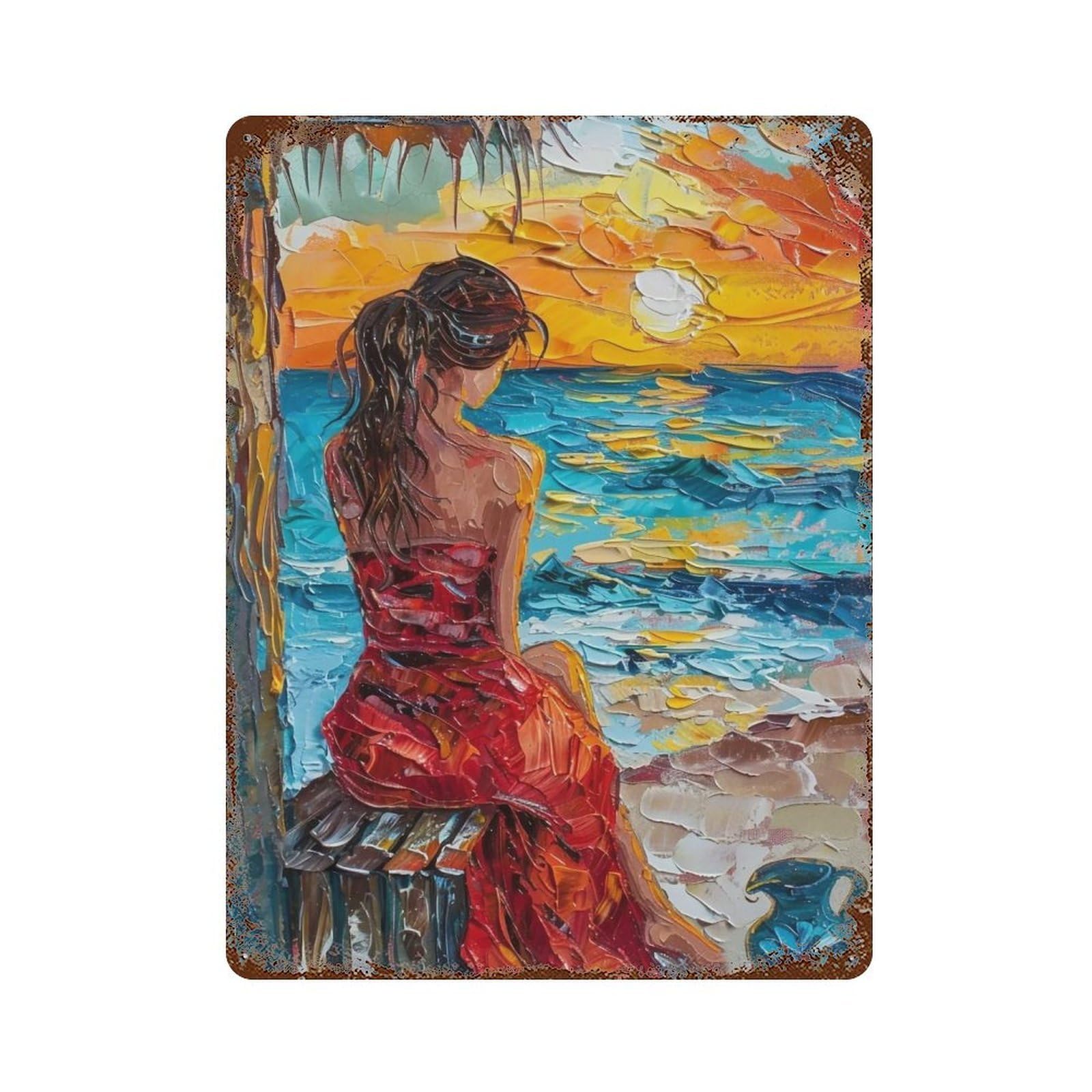 HDURYEYRYY Sunset By The Shore Hut 04 Wall Retro Iron Vintage Art Metal Tin Sign Poster Modern Home Cofffee Club Art Bar Shop Decor 40x30cm