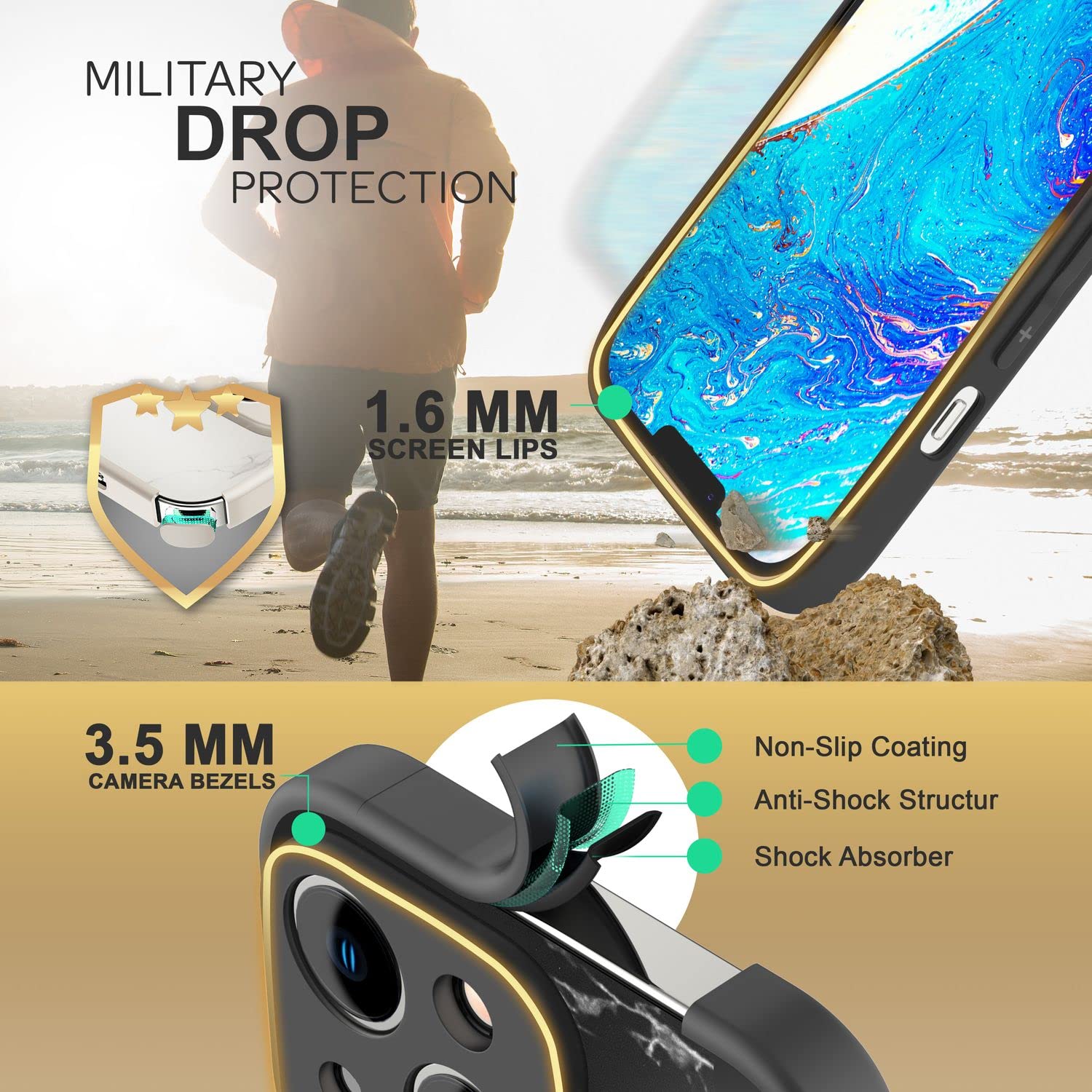 NALIA Cover Opaco Aspetto Carbonio copatibile con iPhone 14 Pro ax