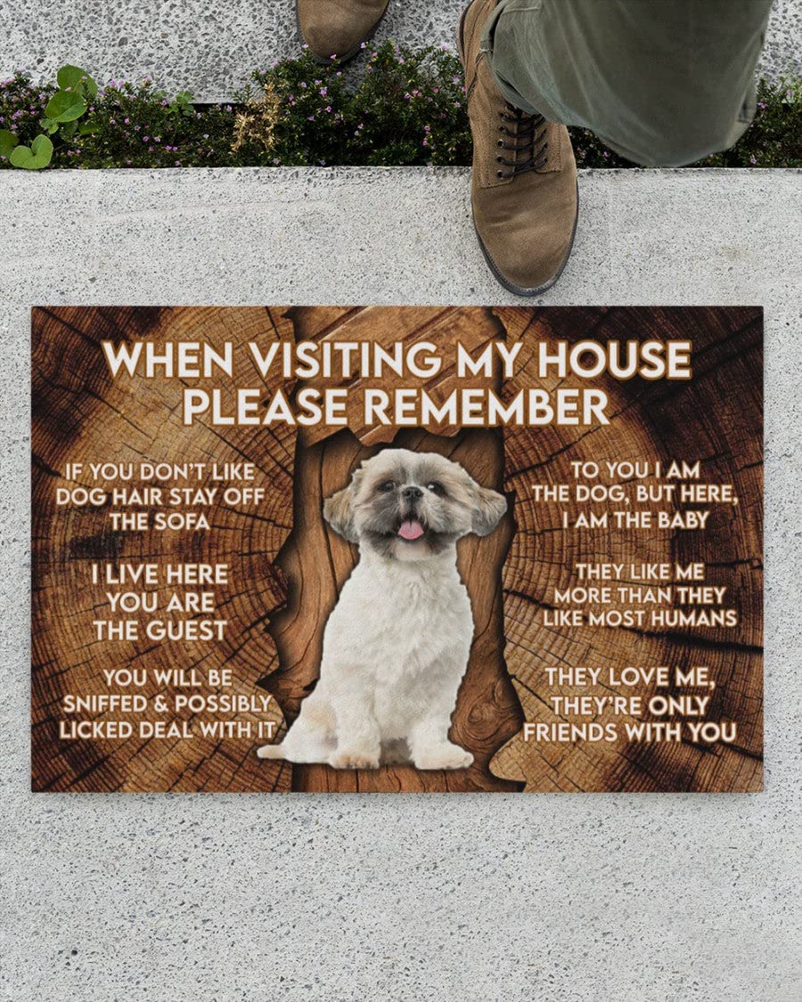 Multi-Colored Na Door Mat Indoor Front When Visiting My House Please Remember - Shih Tzu Doormat Welcome Mat Home Decor Funny Doormat Gift Idea For Dog Lovers Home Room Decor Decoration Gifts, 40 X 60 Cm