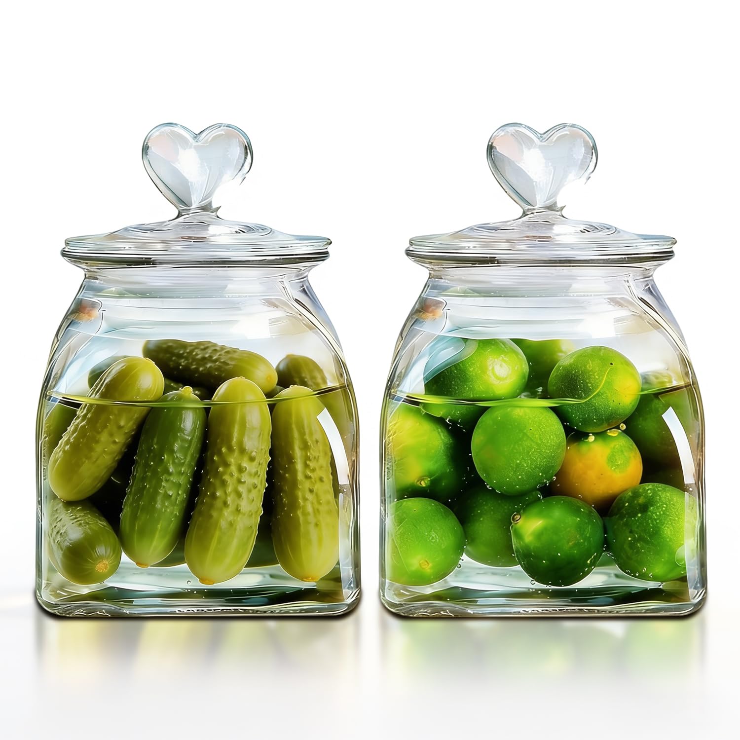 HomeyHoney Cute Heart Shaped Glass Food Storage Jars with Lids Airtight