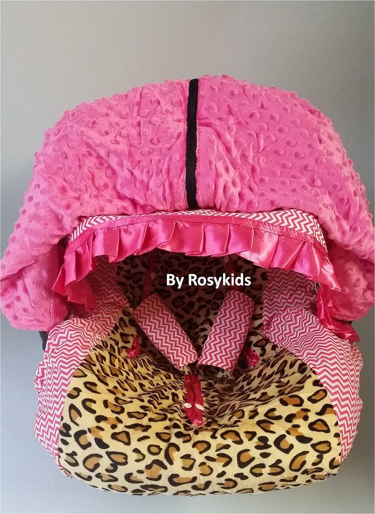 Rosy Kids Infant Car Seat Cover Canopy Kit - 4 Piece Whole Caboodle In Cotton Chevron Print