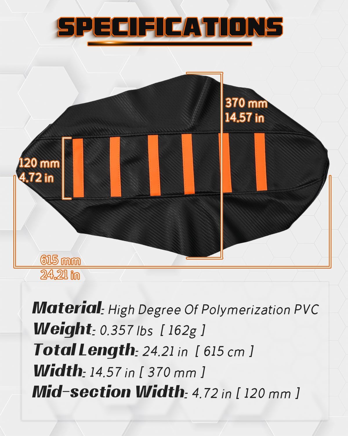 E Dirt Bike Seat Cover for Tutti Soleil01, Gripper Rubber Cover for Tuttio Soleil 01, Orange Stripes