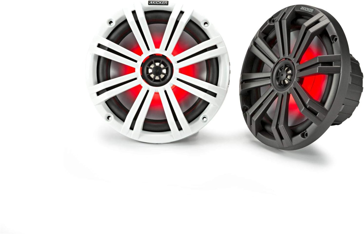 Pair Kicker 45KM84L 8" 600 Watt Marine Boat Waterproof Speakers w/LED's KM8