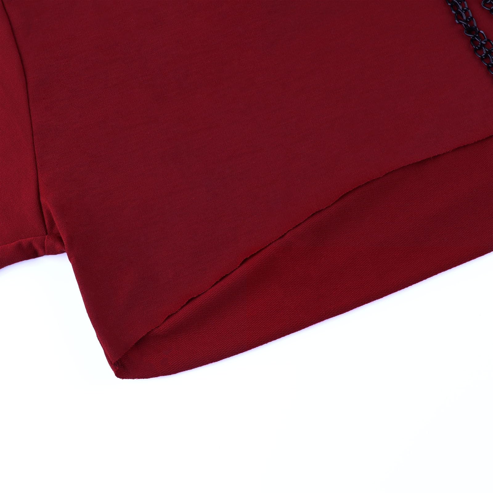Felpa con cappuccio da donna con stampa riflettente gotica e riflettente crop top pullover felpa con catena da donna gotico punk felpa con cappuccio
