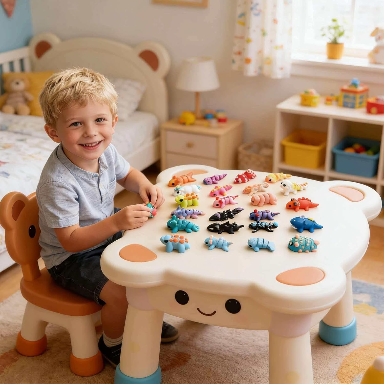 52 Pcs Mini 3D Printed Animals, Articulated Flexible Wiglets Toys, 3D Printed Fidget Toys Bulk with 3D Printed Axolotl, Party Favors Goodie Bag Stuffers Classroom Rewards for Kids