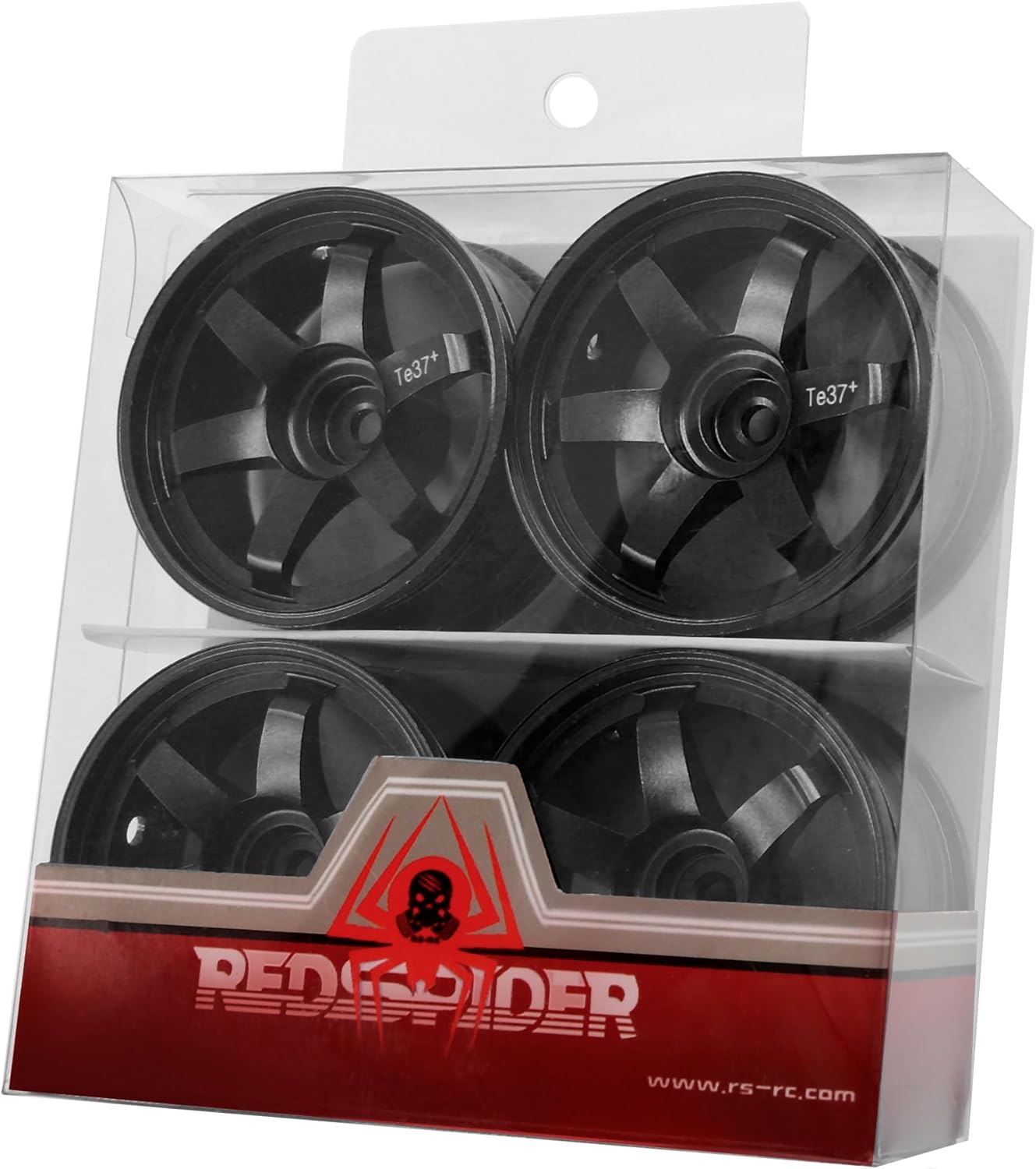 REDSPIDER • Aluminum 1/10 RC Drift Wheels 12mm Hex for 1:10 Rally Racing Car Tires Tamiya TT01 TT02 XV01 TA06 A959 PTG2 HPI KYOSHO HSP PTG2 Touring Street Tyres 4pcs (Black)