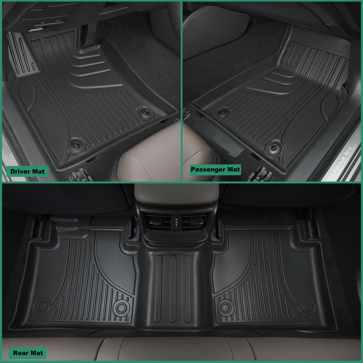 All Weather Floor Mats Fit for 2025 Lexus UX 300h; 2019-2024 Lexus UX 250h; 2019-2022 UX 200 - Custom Fit TPE Floor Liners Accessories for UX 1st and 2nd Row Full Set Car Mats