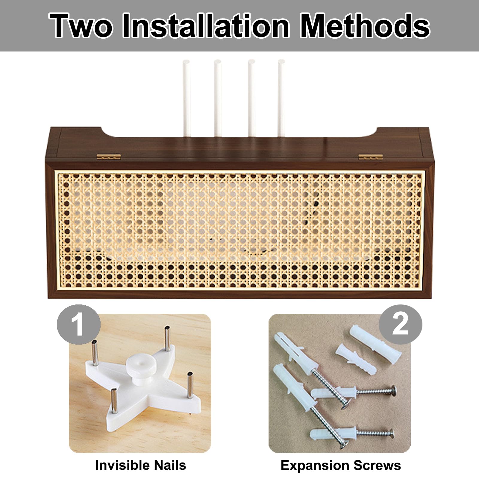 Cache Box Internet, Armoire pour Routeur WiFi, Support de Stockage WiFi en Bois Massif, Étagère de Routeur Murales pour Salon Chambre Bureau
