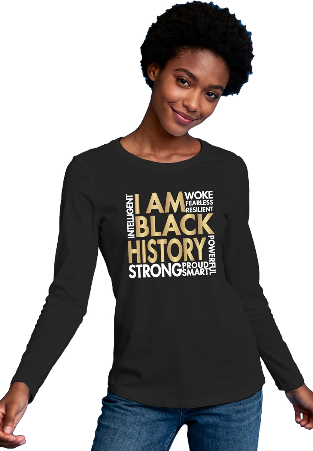 Black History Month Shirts for Women I Am Black History Long Sleeve T-Shirt African American Tee Tops