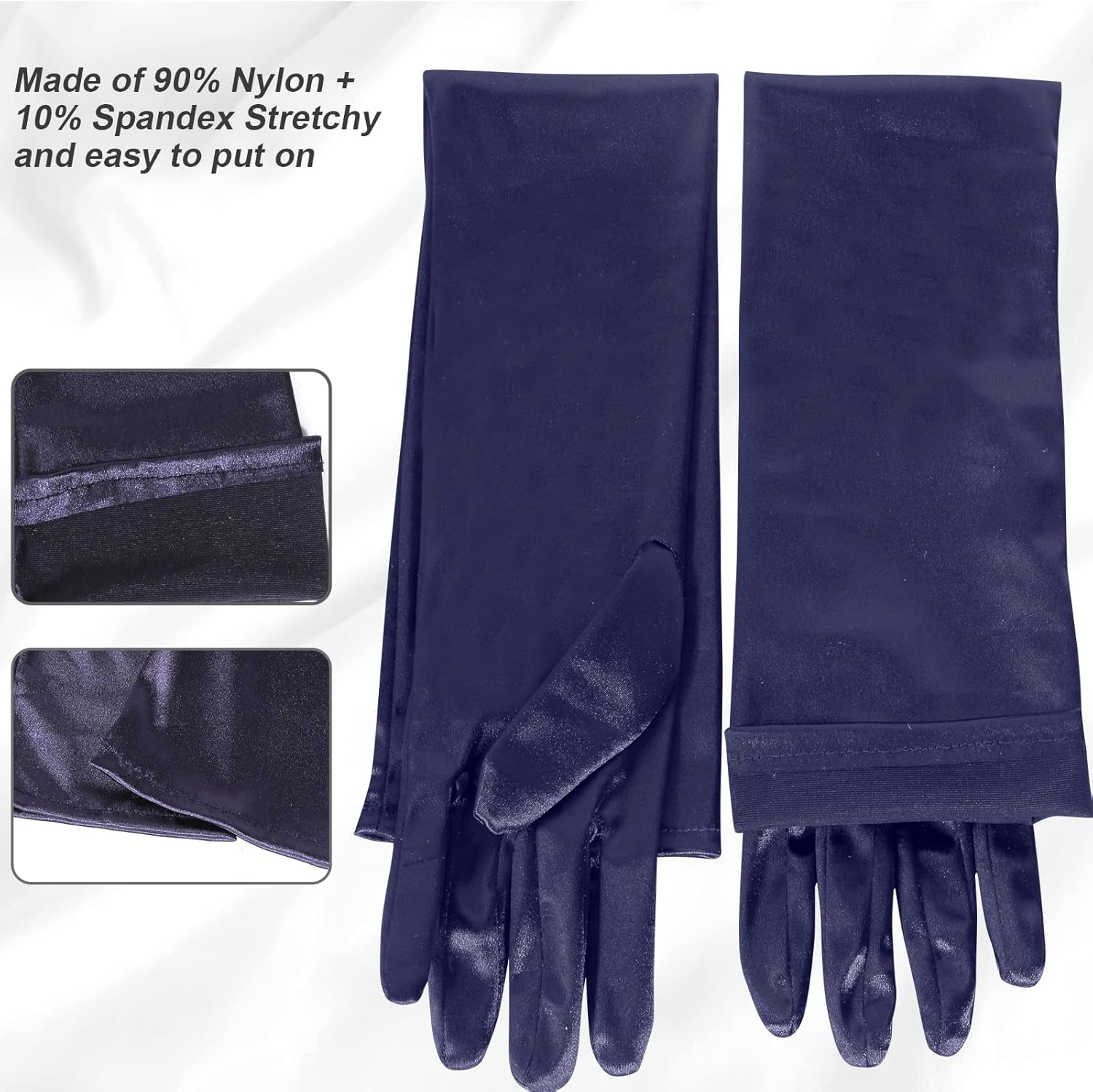 Lansian Long Opera Party Gloves for Women 1920s 20s Satin Gloves Costumes Elbow Length Bridal Evening Dress, 21 inches - Image 4