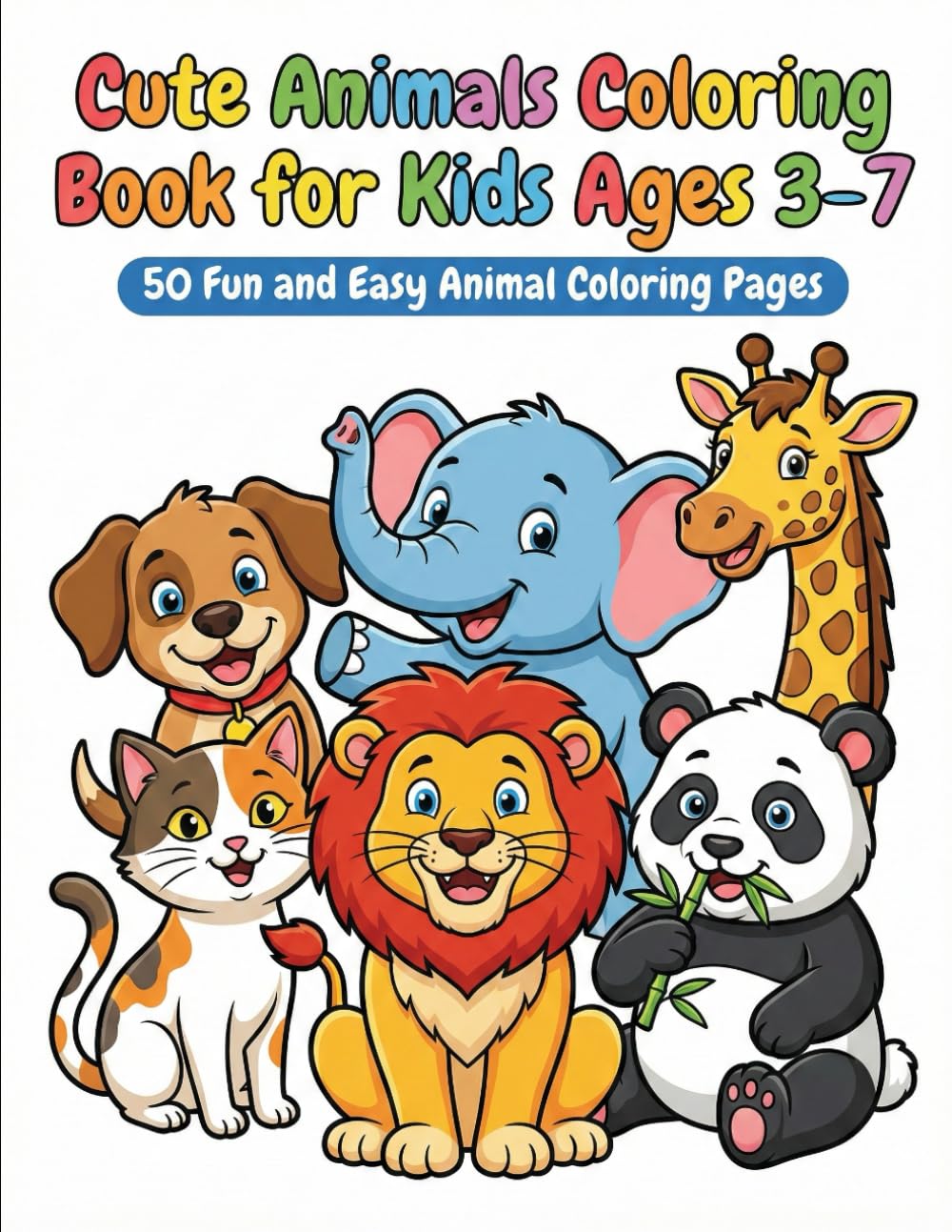 Cute Animals Coloring Book for Kids Ages 3–7