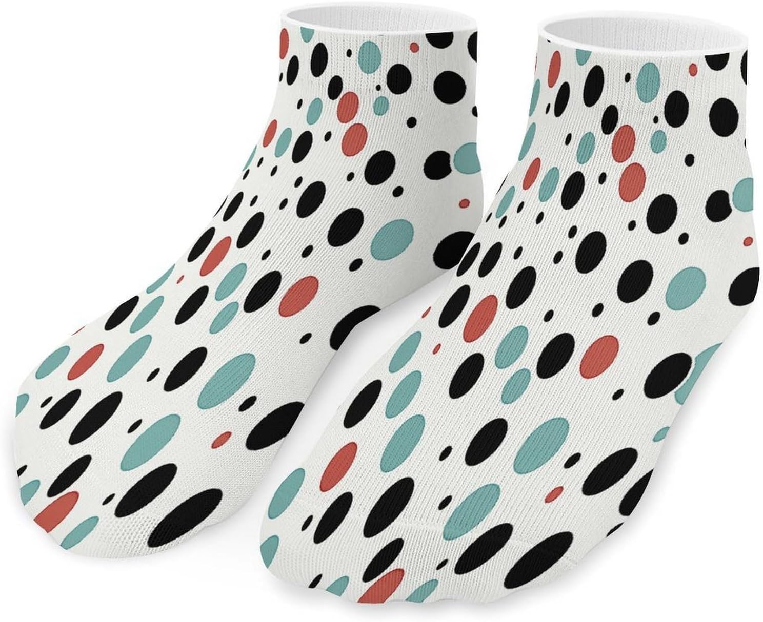 Polka Dot Ankle Socks for Men Women 5 Pairs | Comfortable Casual Low Cut Socks, Lightweight No Show Breathable Athletic Socks, Soft Mini Crew Socks for All Seasons