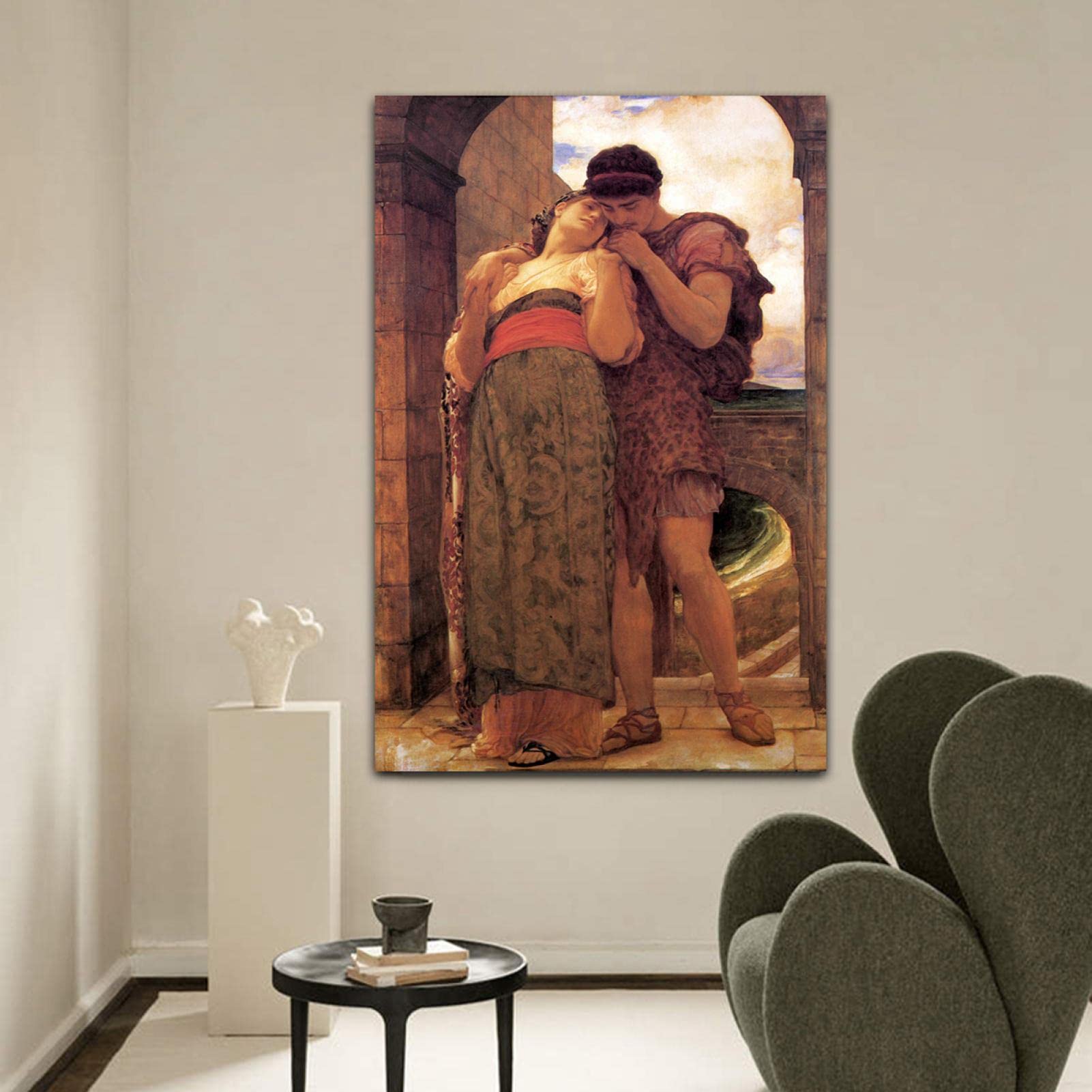 Duża sztuka ścienna druk na płótnie Frederic Leighton słynne obrazy ślub 1882 wydruki na płótnie i plakaty do salonu dekoracja domu 60 x 100 cm rama wewnętrzna