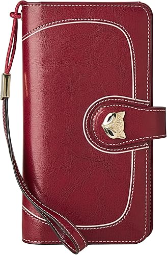 FOXLOVER Carteras de pulsera de diseño para mujer de gran capacidad con bloqueo RFID soporte para tarjetas de crédito