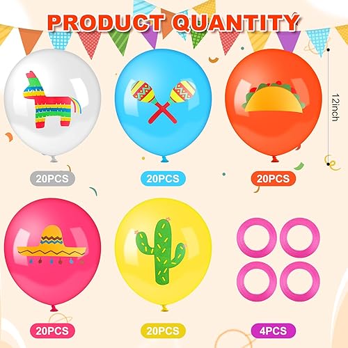 Miniatura 2 de 100 globos de fiesta multicolor, globos de fiesta temática mexicana, globos de látex del Cinco de Mayo para decoración de fiesta de cumpleaños de