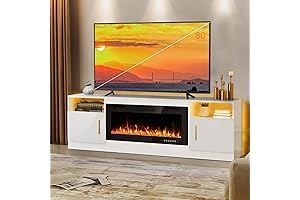 LEMBERI Fireplace TV Stand, 36" Electric Fireplace, Up to 80" TVs