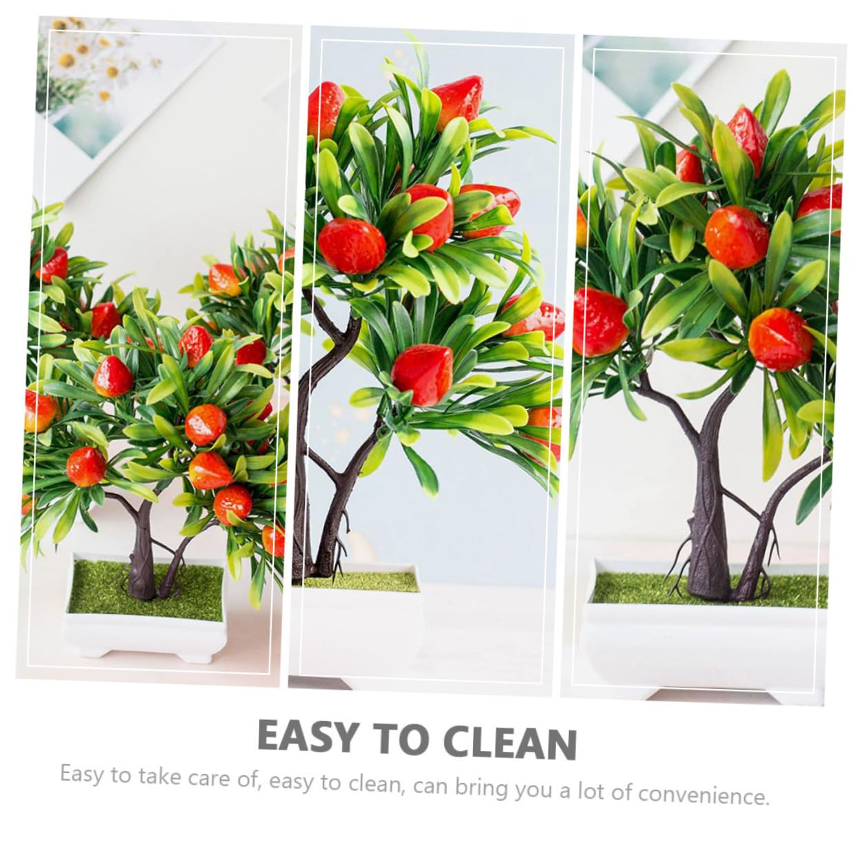 ABOOFAN 2 Pièces Simulation bonsaï arbousier Plantes artificielles Plantes d'intérieur fraisiers artificiels décor d'arbre aux Fraises Ornement Décoration de Bureau Faux arbousier Fruit