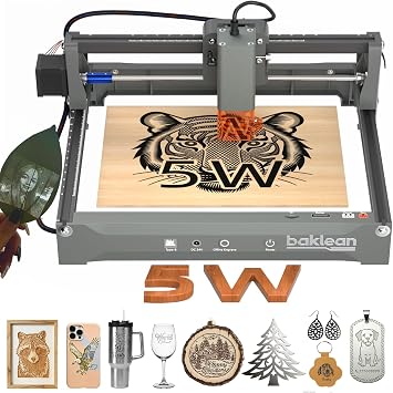 Laser Engraving Machine 5W 5000mW L2 Pre-Assembled Desktop Laser Cutter 0.01mm High-Precision Laser Engraver Portable Wireless APP Supported for DIY Metal Wood Acrylic Leather Glass FiberClass 1
