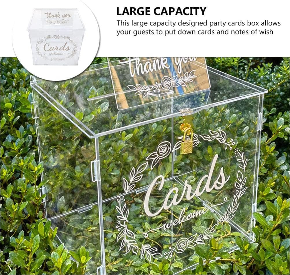 Wedding Table Decor Clear Acrylic Card Box with Lock 10 Thank You Card Box Envelope Money Box Reception Table Decorations for Wedding Baby Shower Ceremony Bride to be 2023