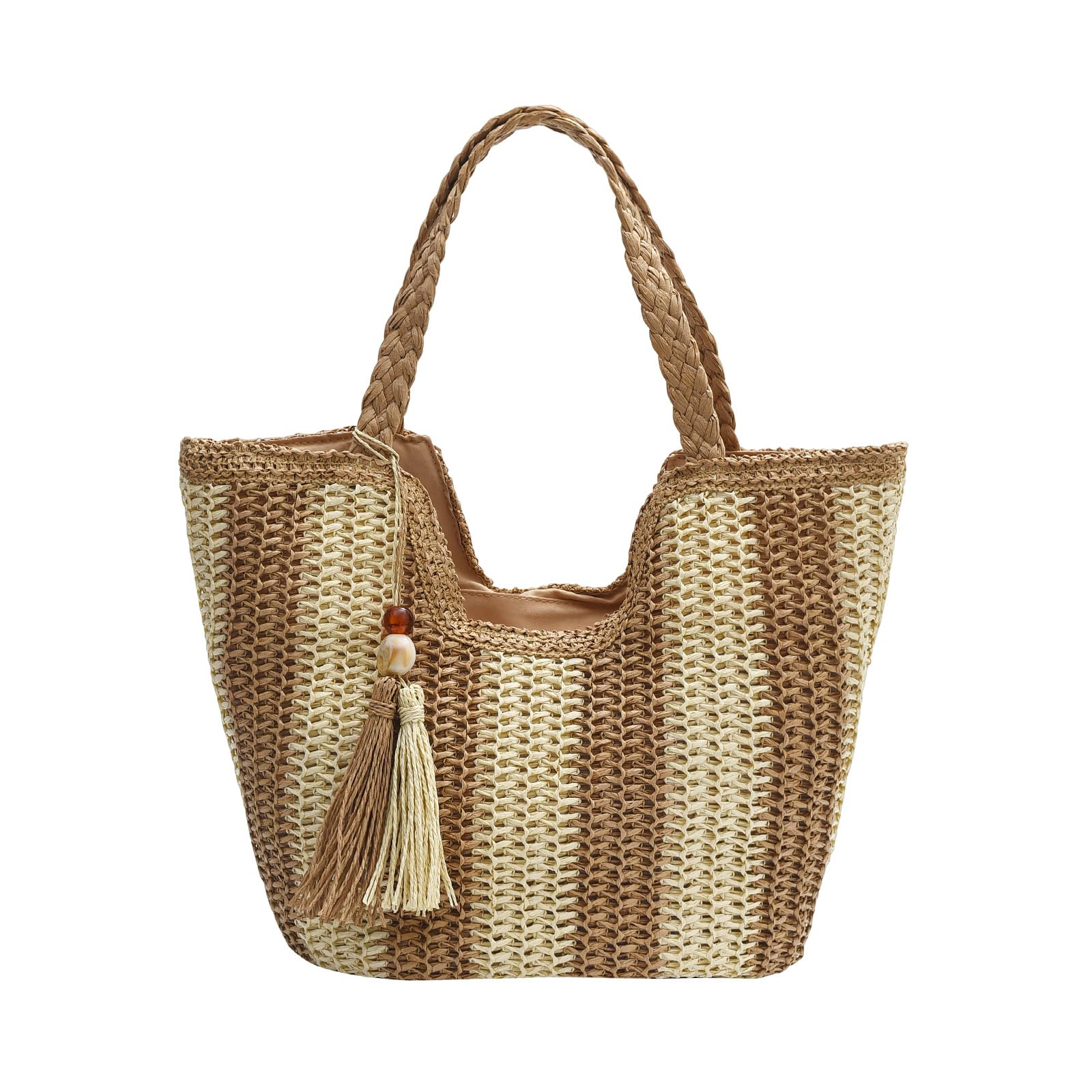 HuiYStar Große Stroh-Strandtasche für Frauen Sommerreise gef