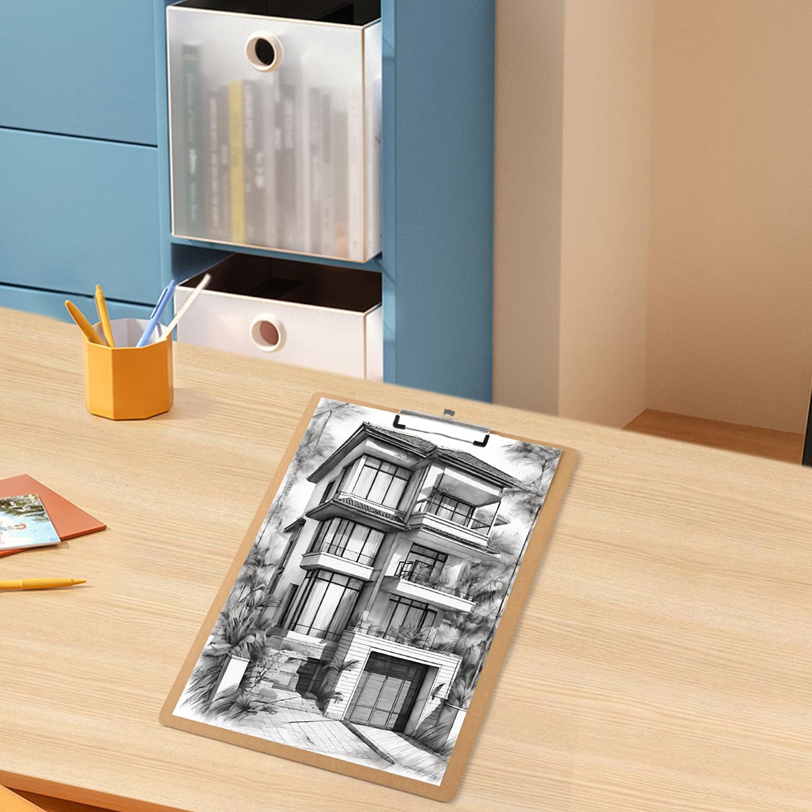 Lot de 2 Très Grand Porte-bloc DIN A3 en bois, Version Verticale, en fibre MDF, pour écrire, Dessiner, peindre et esquisser à l'école, à la maison et à l'extérieur