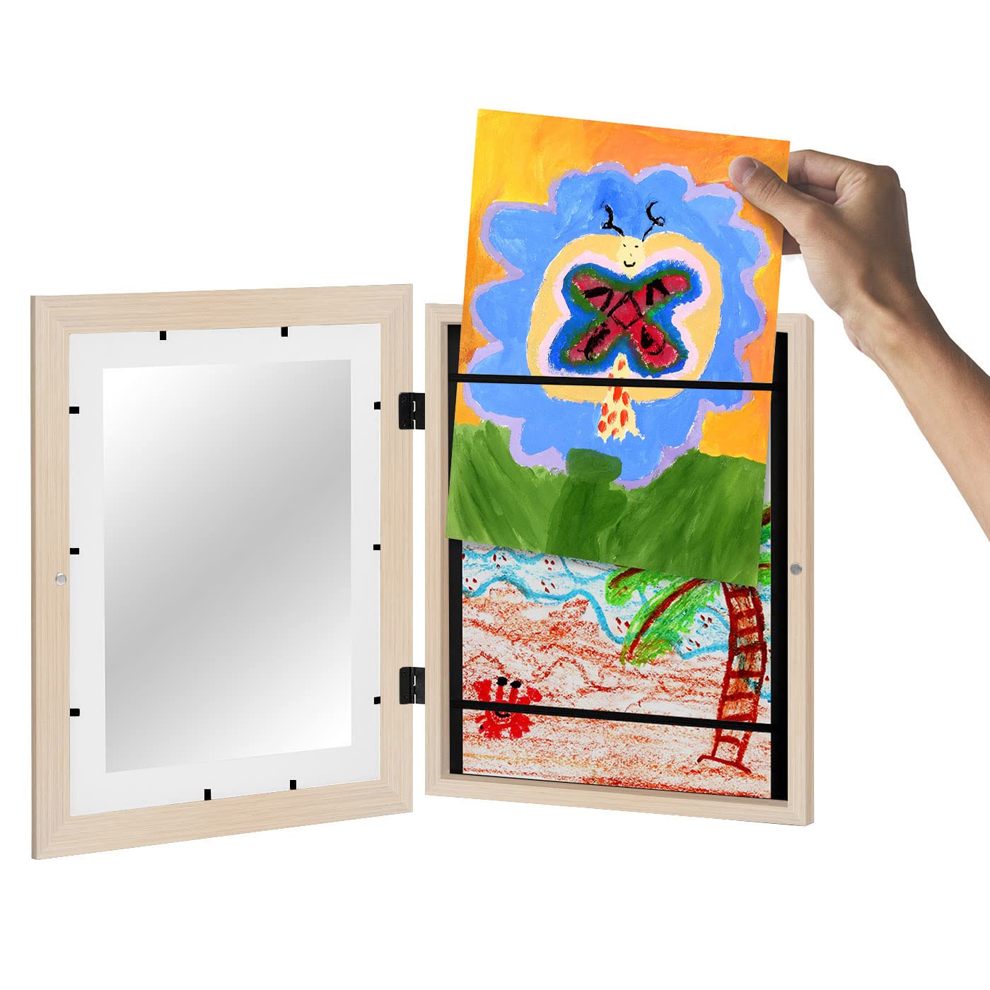 Americanflat 10x12.5 Kids Artwork Picture Frame in Light Wood- Displays 8.5x11 With Mat and 10x12.5 Without Mat - Composite Wood with Shatter Resistant Glass - Horizontal and Vertical Formats - 2 Pack