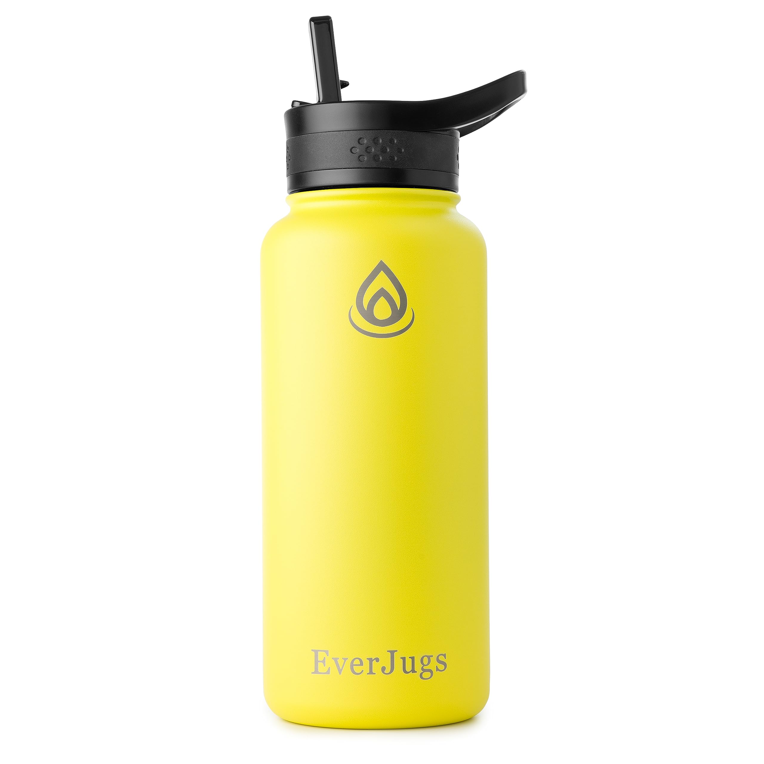 EverJugs Water Bottle - 32 Oz, Wide Mouth, Premium Stainless Steel Bottle with Straw Lid, Double Walled Vacuum Insulated, Thermo Mug, Metal Flask,