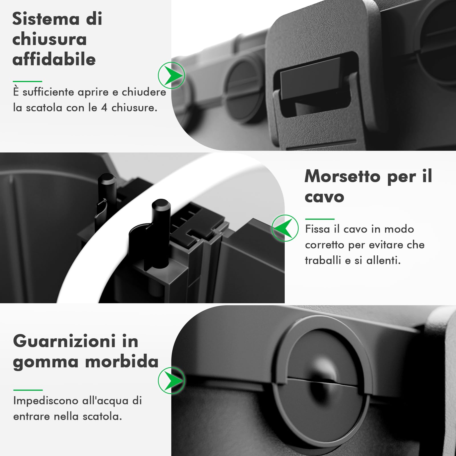 RESTMO Scatola di Protezione Impermeabile Extra-Large IP54 (32x22x13 cm) – Scatola per Cavi Esterna, Ideale per Proteggere Prese, Timer, Cavi di Alimentazione e Luci Decorative, Colore Nero