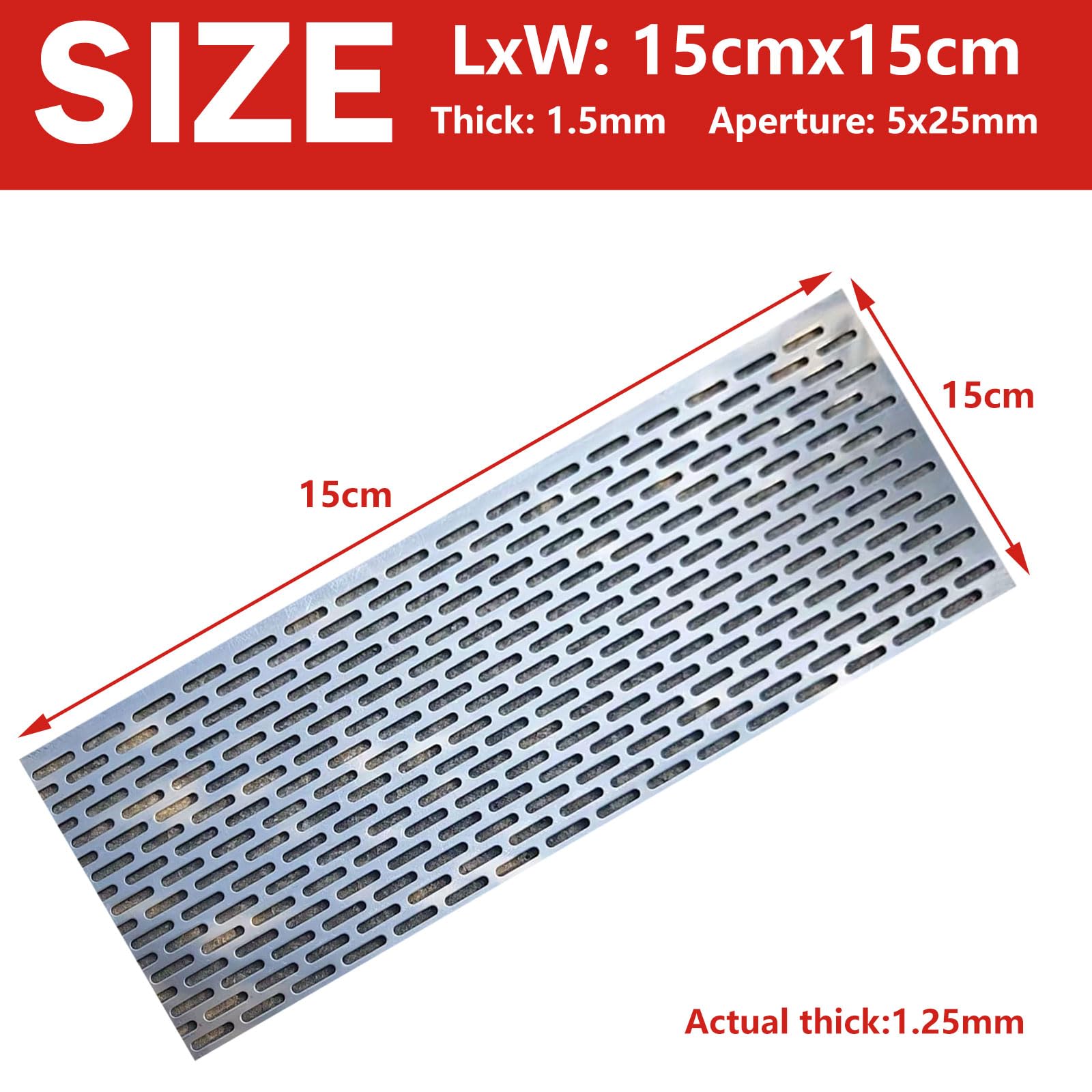 Lamiera forata in acciaio inox 304 con fori asolati, pannello protettivo, piastra in rete metallica for uso interno ed esterno, 25x25 cm, spessore 2 mm(15x15cm Thick 1.5mm Lamiera forata in acciaio inox 304 con fori asolati, pannello protettivo, piastra in rete metallica for uso interno ed esterno, 25x25 cm, spessore 2 mm(15x15cm Thick 1.5mm