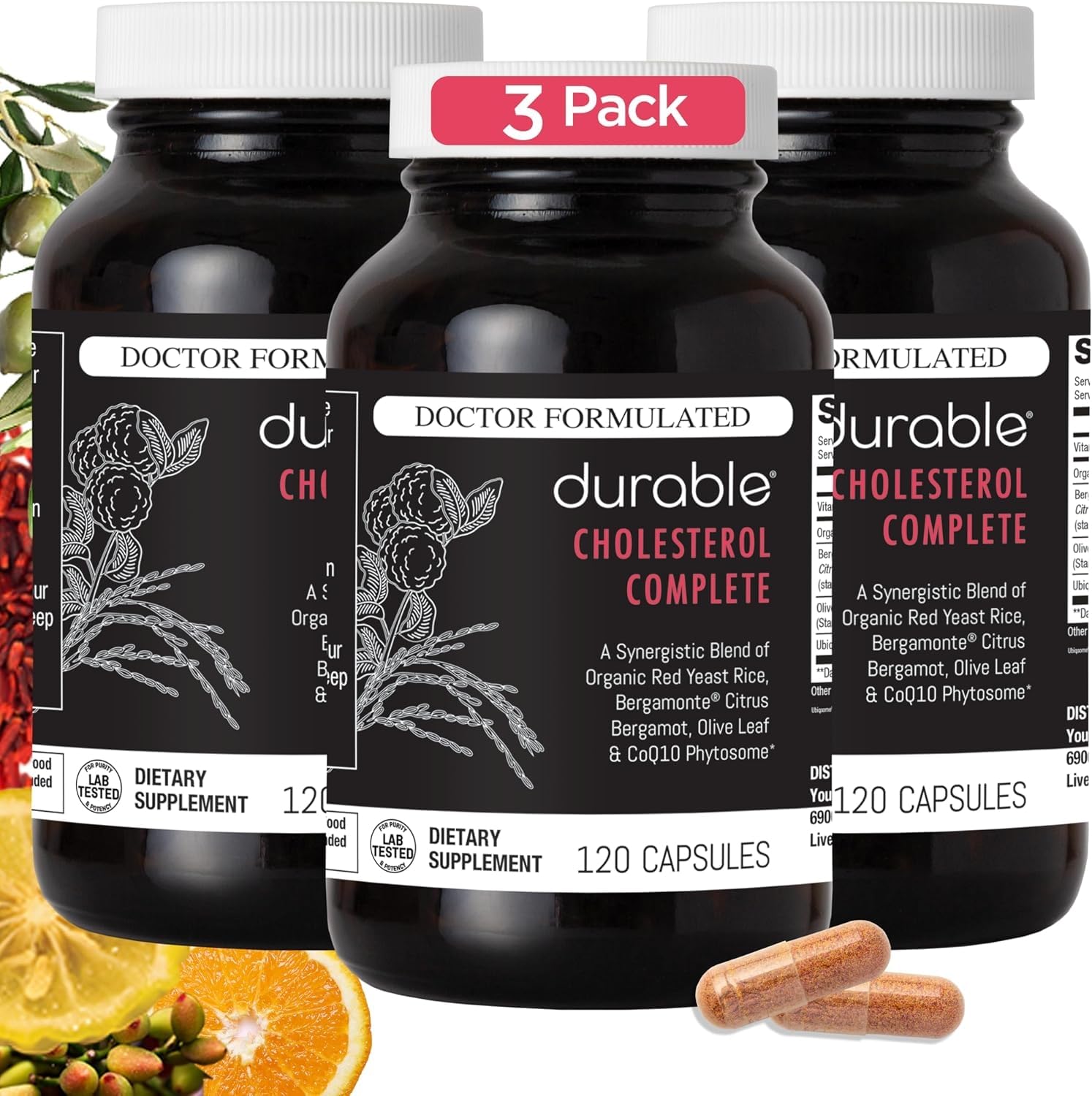 Durable Cholesterol Complete 1,600 mg Red Yeast Rice Formula, 120 Capsules — Amazon image 8