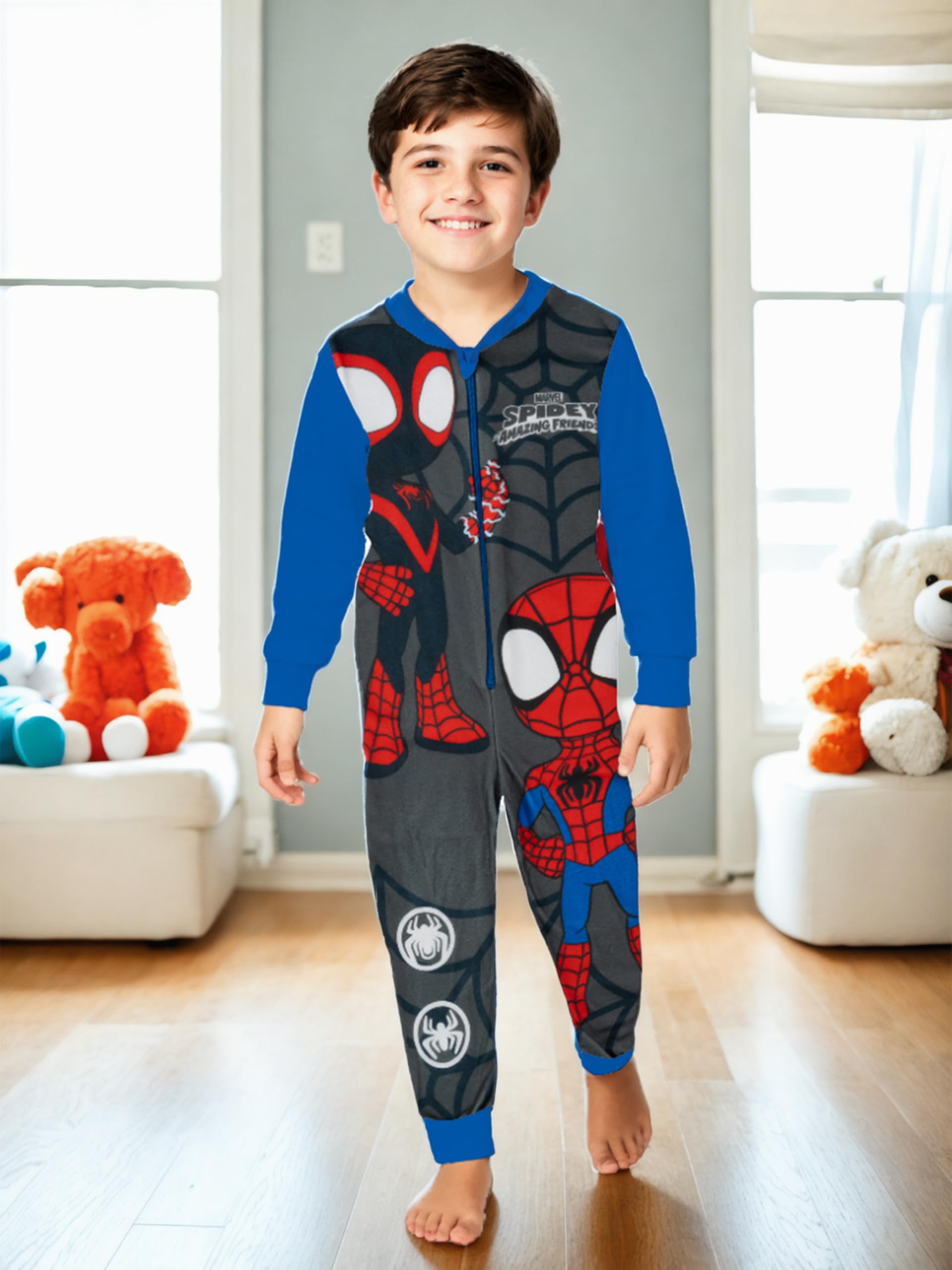 Marvel Spidey und Seine Super-FFreunde Kombinezon dla chłopców - Spiderman Kombinezon Dziecięcy Piżama Piżama z długim rękawem czerwony/niebieski