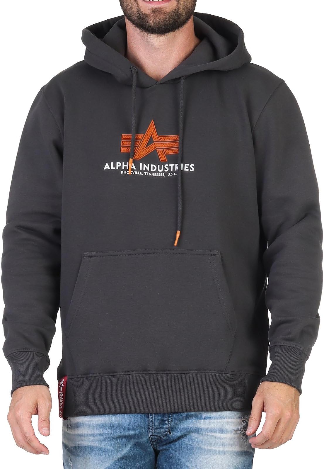 ALPHA INDUSTRIESMen's Basic Hoody Rubber Hooded Sweatshirt