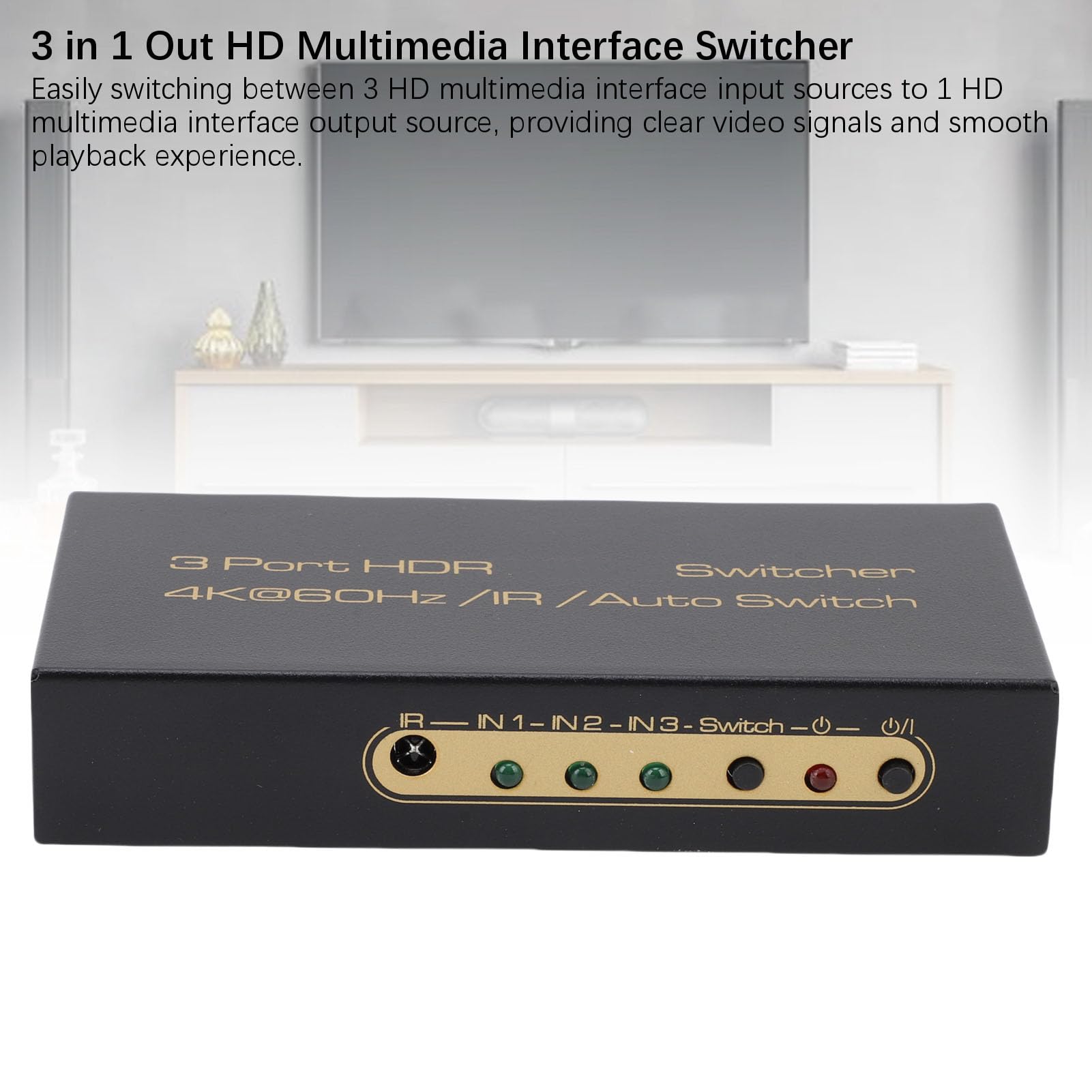 Luocute i HD M I, 3 w 1 Wyjście HD M I 4K 60 Hz z Pilotem na podczerwień, Obsługuje HDCP 2.2 HDR10 3D 2160 P 1080 P, Skrzynki Selektora -wideo dla TV Stick