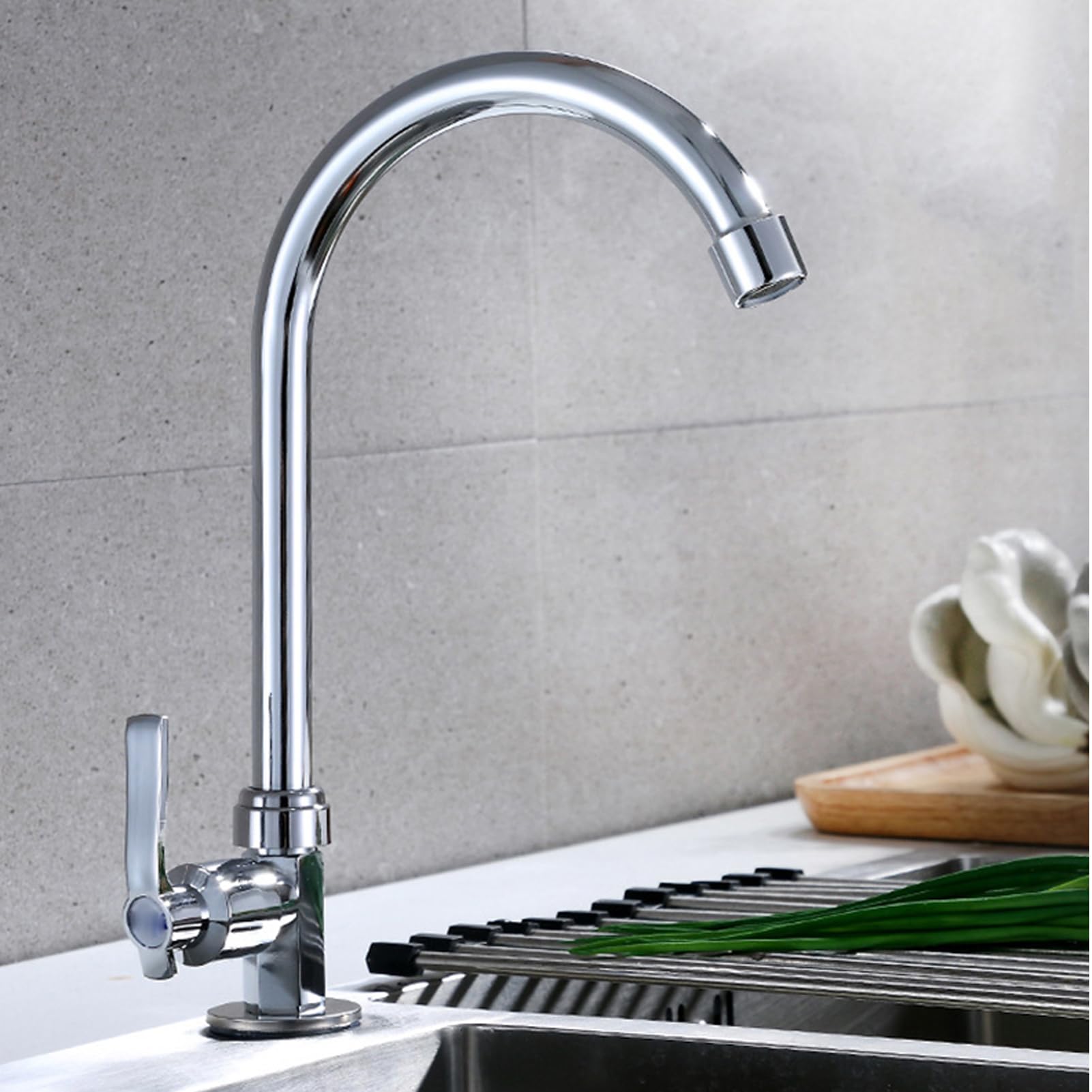 Lavello da Cucina,lavello in Acciaio Inox Parete,lavabo Cucina a Una Vasca,per Uso Domestico,con Rubinetto,Tubo di Scarico,Adatto per Ristorante,Cucina,Facile Pulire (45x